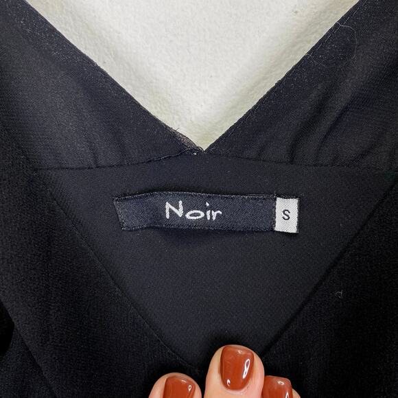 Vintage NOIR Silk Sequin Cocktail Dress Black Silver Midi Size S 90s Retro Glam - Picture 3 of 10